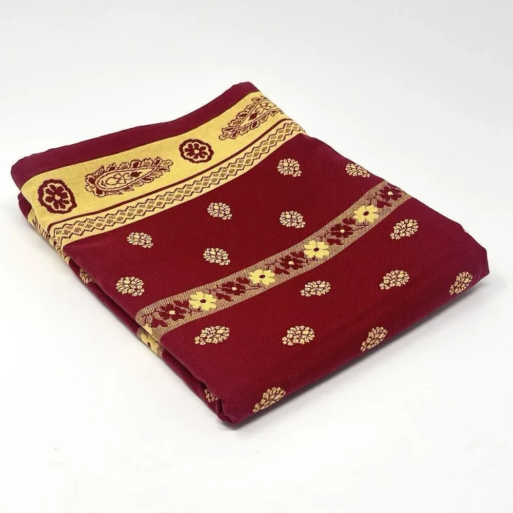 Les Tissages Du Soleil Table Runner 16” X 40” Red Yellow Cotton France Provence